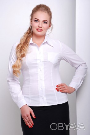 Женская белая хлопковая рубашка размера +size Марта-Б д/р
Состав: 
70% хлопок, 3. . фото 1