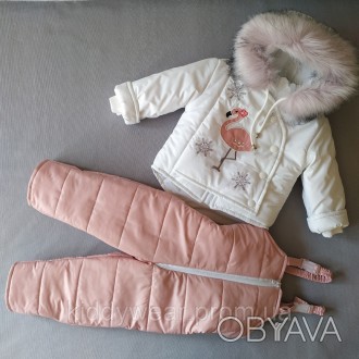 Шикарный зимний комбинезон для вашей маленькой принцессы "Фламинго" Курточка укр. . фото 1