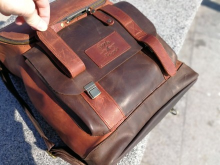 Кожаный рюкзак Калифорния выполнен в строгом американском стиле в двух цветах ви. . фото 6