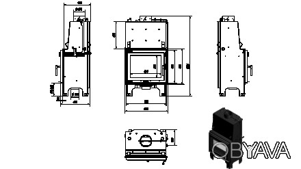 Описание Каминная топка AQUARIO M12 с водяным контуром Корпус и фронт камина вып. . фото 1