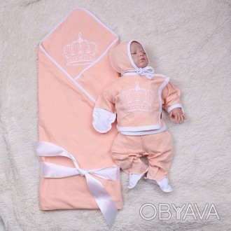 Летний комплект "Queen" для новорожденных 4х предметник, который станет отличным. . фото 1
