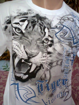 футболка мужская "Белый тигр" пр- во Турция 

состав 95% коттон 5% л. . фото 2