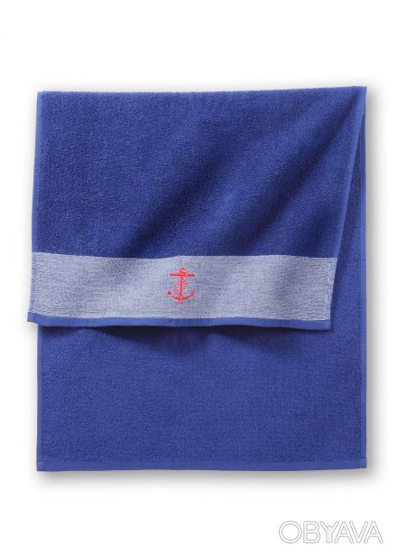 Мягкие полотенца, отлично впитывающие влагу.Украшены мотивом якоря-вышивка.(2 шт. . фото 1