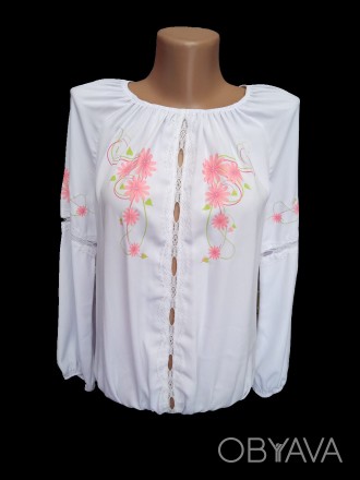 Красивая и качественная котоновая блузка-вышиванка от украинского производителя . . фото 1