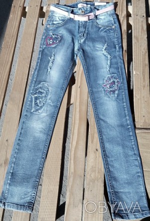 Модные зауженные венгерские джинсовые штаны для девочки. . . фото 1