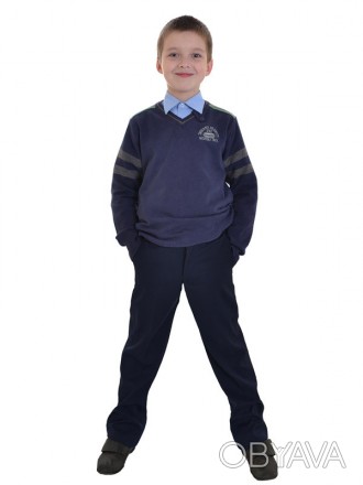 Котоновые брюки для мальчика младших классов классического кроя, могут быть идеа. . фото 1