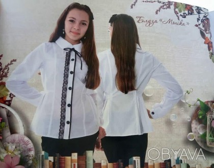 Детская блузка Моника ТМ "Люксик" (рост 146-164). . фото 1 Красивая и качественная блузка украшена гипюром от украинского производителя ТМ . . фото 1