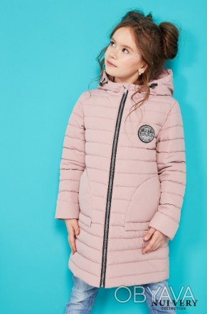 Дитяче демісезонне куртка-пальто Поллі для дівчинки, пудра (ріст 128)
Стильна по. . фото 1