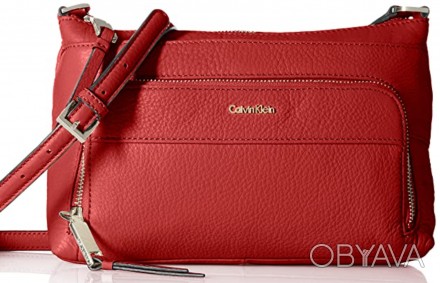 Кожаная сумка кросс-боди красного цвета  Calvin Klein, США, оригинал в идеальней. . фото 1