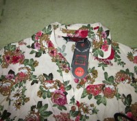 Рубашка, блуза женская, пр-во - Турция, НОВАЯ. Цветочный принт. Размер M(44-46).. . фото 6