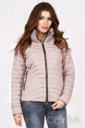 Женская демисезонная куртка короткого кроя. Модель имеет воротник-стойку, съемны. . фото 1