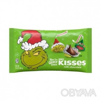 Шоколадные конфеты Hershey's Kisses Grinch - нежные конфеты в молочном шоко. . фото 1