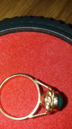 Эксклюзивное золотое кольцо с бирюзой. Прекрасная работа  ювелиров советского пе. . фото 4