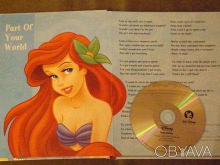 Книга +CD диск на английском языке, текст песен + запись с мультфильмов.Русалочк. . фото 1