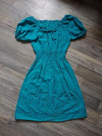 Красивое летнее платье цвет морская волна ткань приятный хлопок, состояние  ново. . фото 3