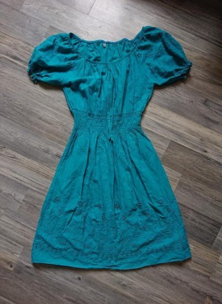 Красивое летнее платье цвет морская волна ткань приятный хлопок, состояние  ново. . фото 4