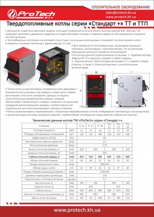 Твердотопливные котлы TM «ProTech» серии Стандарт + (Standard +) TT . . фото 8