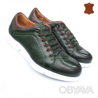  Стильные и удобные туфли изготовлены только из натуральных материалов зеленого . . фото 1