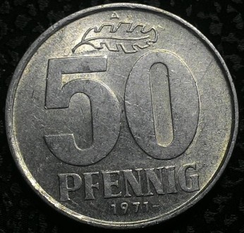 50 пфеннигов 1971 года. ГДР.. . фото 2