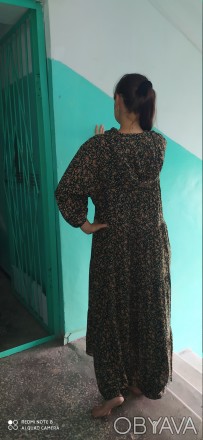 Платье штапельное с капюшоном "Saimeiqi" (Китай).
Фасон: рукав слегка. . фото 1