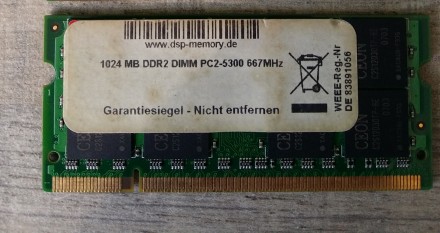 DDR2 1Gb PC2-5300 667МГц DSP для ноутбука Оперативная Память ОЗУ. Київ. фото 1 DDR2 1Gb PC2-5300 667МГц DSP для ноутбука Оперативная Память ОЗУ. Київ. фото 1
