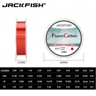 82.1.1 Качественный Fluoro Carbon 100 метров  JACKFISH  фторуглеродная Супер Про. . фото 8