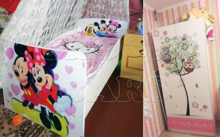 Ліжко дитяче з малюнками Дісней для дівчинки та хлопчика, дитячі меблі Дісней. Д. . фото 7
