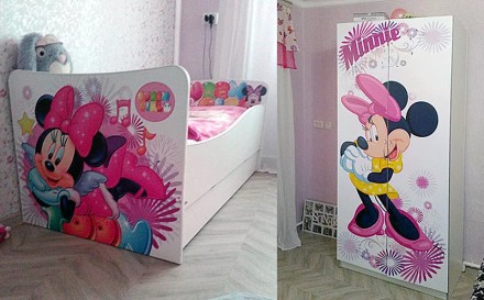 Ліжко дитяче з малюнками Дісней для дівчинки та хлопчика, дитячі меблі Дісней. Д. . фото 3
