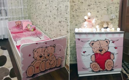 Ліжко дитяче з малюнками Дісней для дівчинки та хлопчика, дитячі меблі Дісней. Д. . фото 2