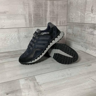 Мужские кроссовки Adidas темно серого цвета из нубука с вставками кожи .Кроссовк. . фото 2