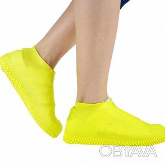 Резиновые бахилы на обувь от дождя высокие M, желтый