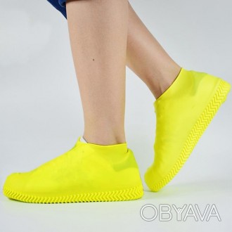 Гелевые резиновые бахилы на обувь от дождя S, желтый