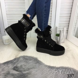 Зимние женские ботинки Versali черные натуральный замша //
материал: натуральный. . фото 1