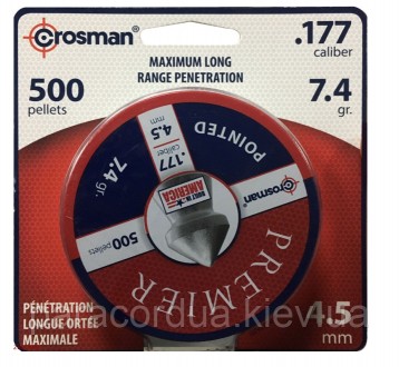 Пульки Crosman Premier Pointed 0,48 г 100 шт. Київ. фото 1 Пульки Crosman Premier Pointed 0,48 г 100 шт. Київ. фото 1