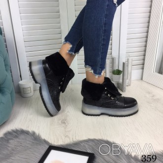 Зимние женские ботинки "Maston" чёрные эко кожа //
материал: эко кожа 
внутри ис. . фото 1