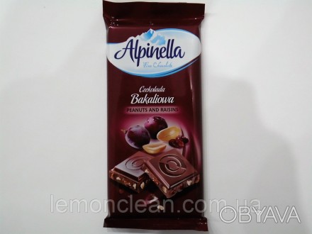 Смачний молочний шоколад Alpinella з родзинками (7%) і горішками (7%). Родзинки . . фото 1