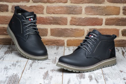 Кожаные мужские черные зимние ботинки на меху в стиле Tommy Hilfiger
Обувь вся о. . фото 1