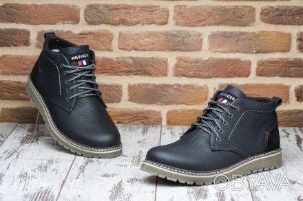 Кожаные мужские черные зимние ботинки на меху в стиле Tommy Hilfiger
Обувь вся о. . фото 1