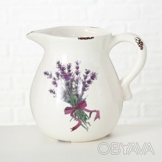 Интересная и простая — это ваза в виде кувшина с росписью из лавандовых стеблей.. . фото 1