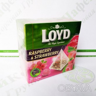 Чай в пакетиках пирамидках LOYD Raspberry&Strawberry, малина и клубника, 2г*20шт