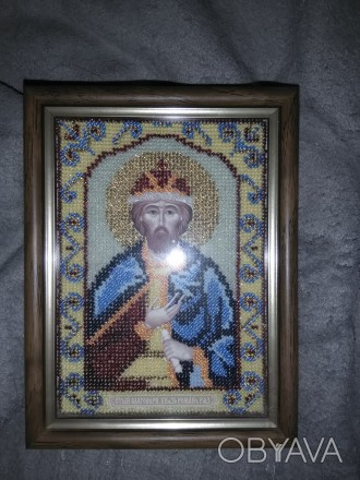 Икона Святой Роман.Ручная работа (вышивала сама).Использовался только чешский би. . фото 1