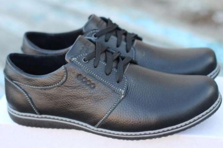 Мужские стильные туфли из натуральной кожи ECCO черного цвета, подчеркнут вашу и. . фото 2