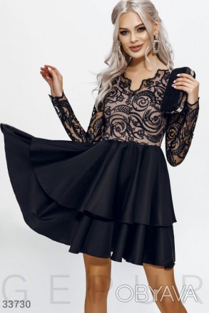 Доступные размеры: s, m, l Короткое вечернее платье черного цвета: фигурный v-об. . фото 1