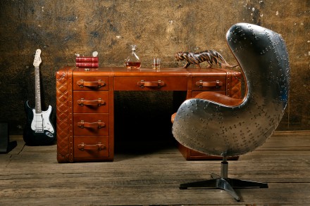 Дизайнерское кресло Aviator Egg chair (Эгг) алюминий, коричневая экокожа, дизайн. . фото 6