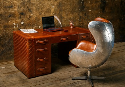 Дизайнерское кресло Aviator Egg chair (Эгг) алюминий, коричневая экокожа, дизайн. . фото 2