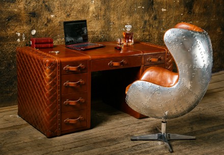 Дизайнерское кресло Aviator Egg chair (Эгг) алюминий, коричневая экокожа, дизайн. . фото 3