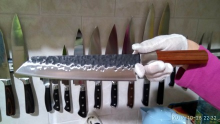 Японский киритсуке, профессиональный поварской нож (кованный ручной работы) , бр. . фото 4