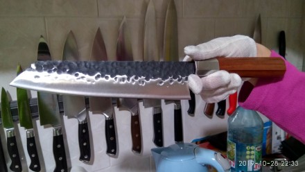 Японский киритсуке, профессиональный поварской нож (кованный ручной работы) , бр. . фото 2