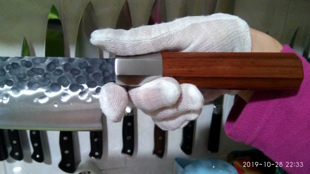 Японский киритсуке, профессиональный поварской нож (кованный ручной работы) , бр. . фото 3