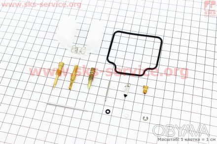 Код (артикул) товара 310327. Ремонтный к-кт карбюратора 150сс, 15 деталей+поплав. . фото 1